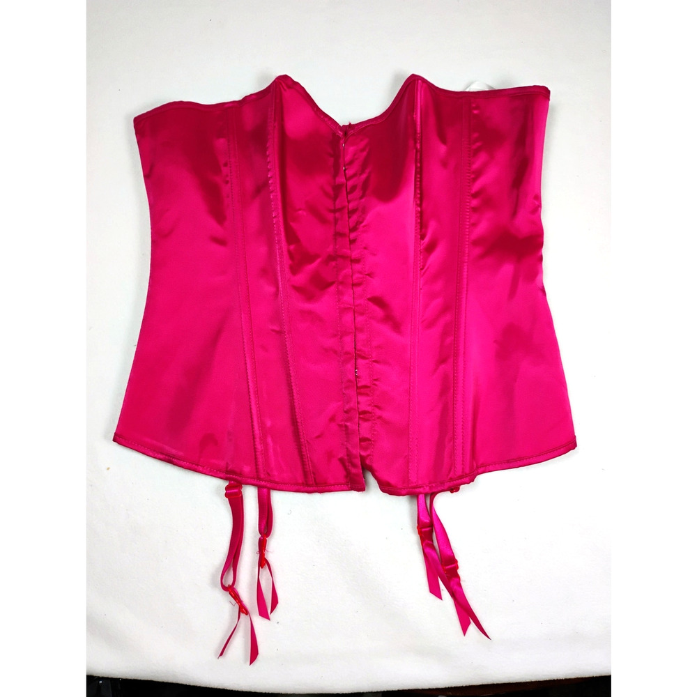 NWT Fredericks Pink Strapless Corset Lace Up Back Garters XL Coquette Feminine